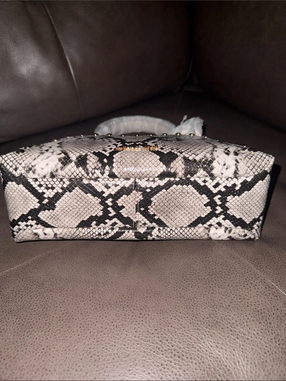 Michael Kors Cecily Small Studded Snake Embossed Shoulder Bag